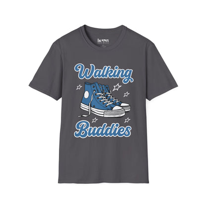 Walking Buddies Blue Shoes T-Shirt 👟🚶‍♀️ | Fun Fitness & Friendship Tee