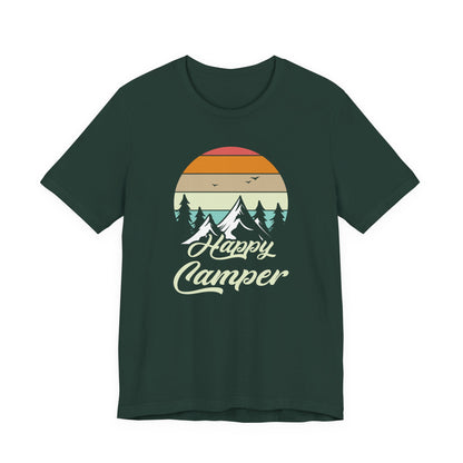 Happy Camper T-Shirt – Minimal Outdoor Camping Tee for Nature Lovers