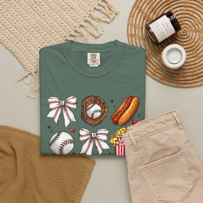 Baseball Bows & Sparkle T-Shirt | Cute Baseball Mom Collage Graphic Tee