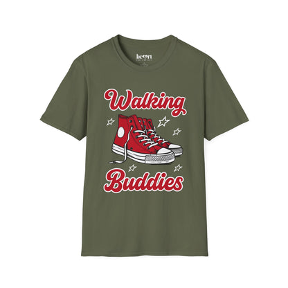 Walking Buddies T-Shirt 👟 | Red Shoes Design for Walking Partners & Friends