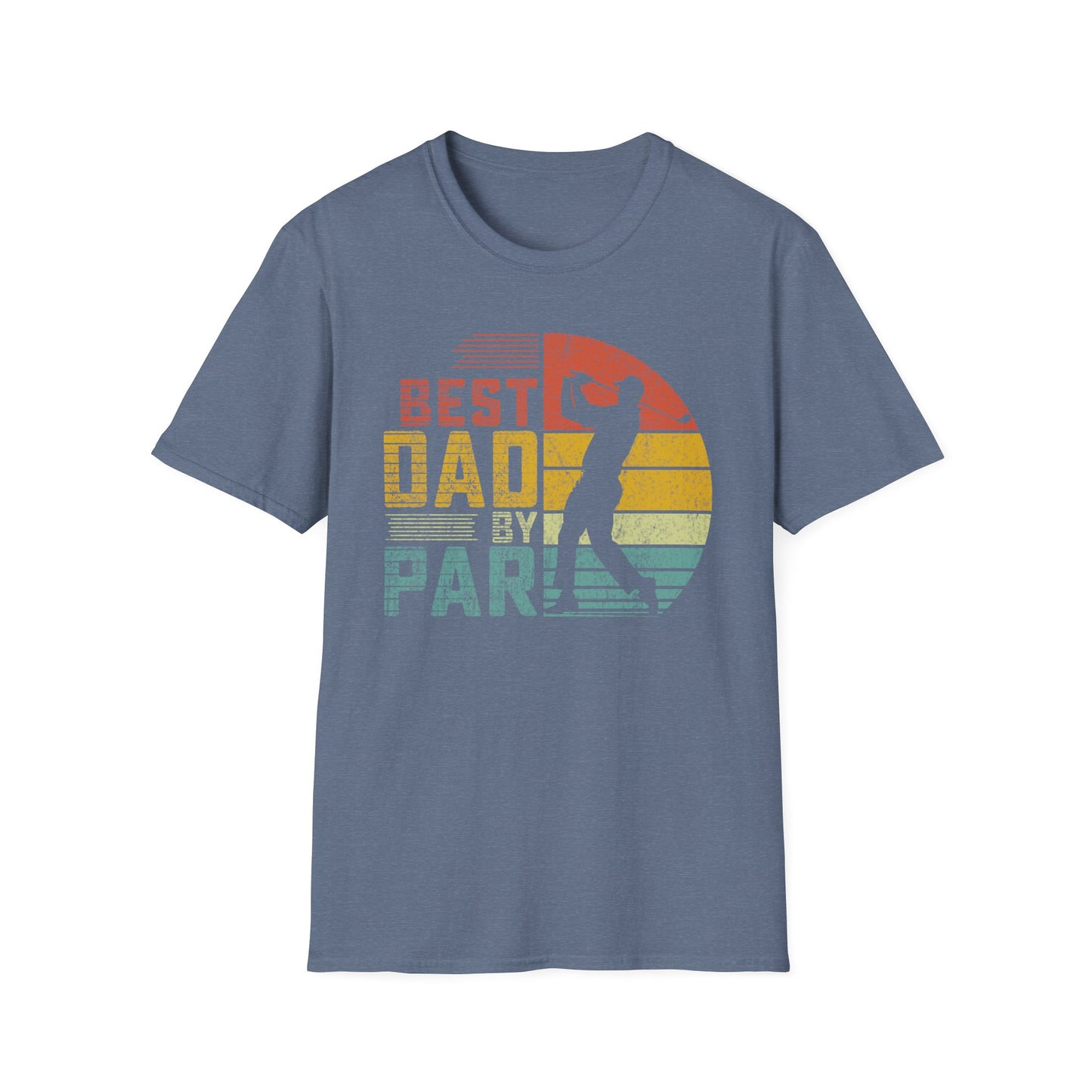 Best Dad By Par Golf Tee – funny golf dad sports graphic T-shirt in Heather Indigo