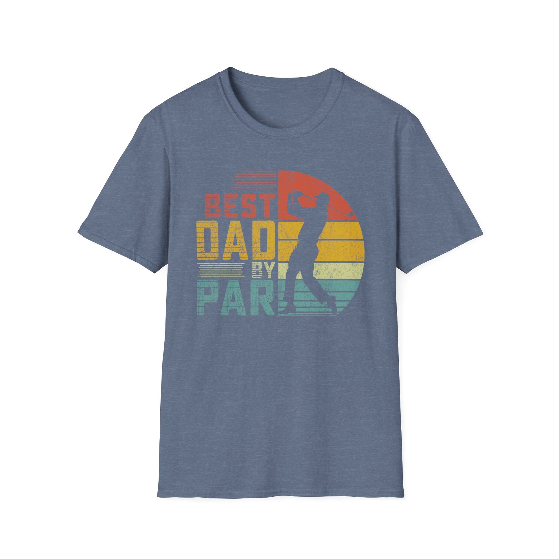 Best Dad By Par Golf Tee – funny golf dad sports graphic T-shirt in Heather Indigo