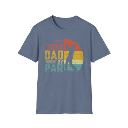 Best Dad By Par Golf Tee – funny golf dad sports graphic T-shirt in Heather Indigo