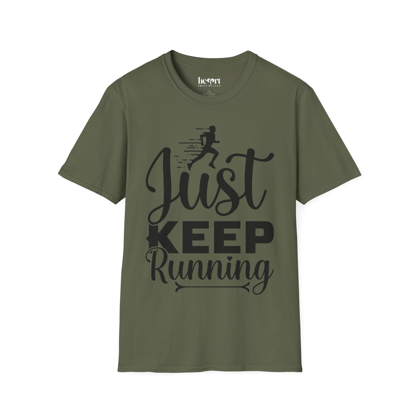 Just Keep Running T-Shirt – Motivational Running Shirt for Marathon & Fitness Enthusiasts