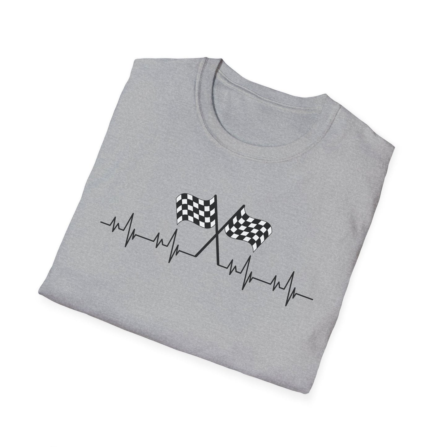 F1 Heartbeat T-Shirt – Formula 1 Racing Fan Shirt with Finish Flags 🏁