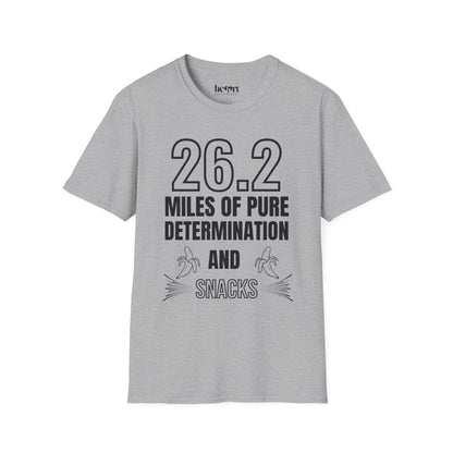 26.2 Miles of Pure Determination And Snacks – Funny Marathon Running T-Shirt