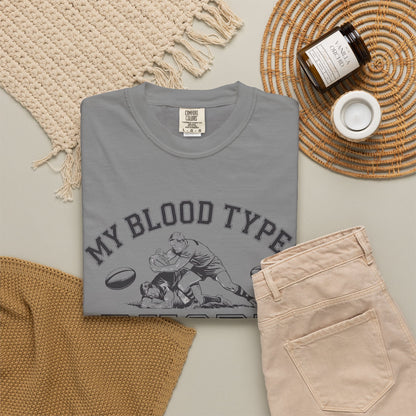 My Blood Type? Rugby Positive Version 2 T-Shirt 🏉 | Funny Rugby Enthusiast Tee