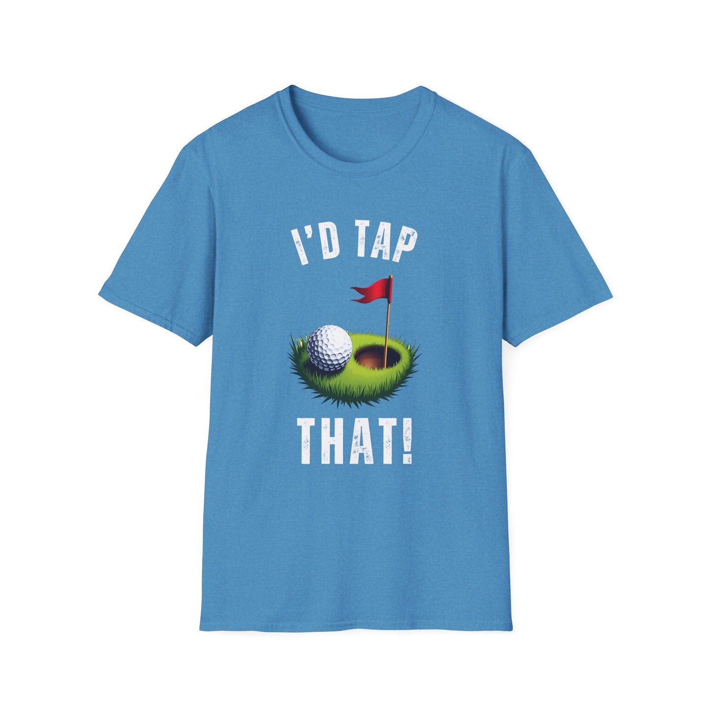 I’d Tap That Golf Tee – Funny putting pun sports graphic T‑shirt in Heather Sapphire