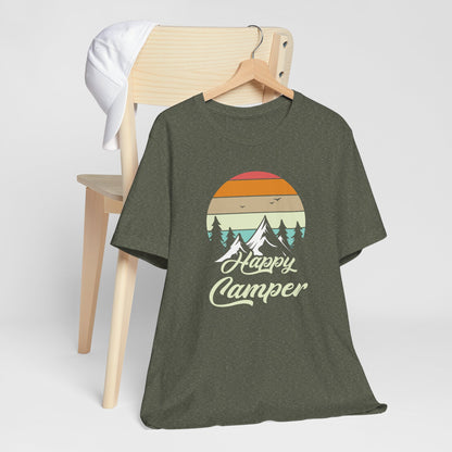 Happy Camper T-Shirt – Minimal Outdoor Camping Tee for Nature Lovers