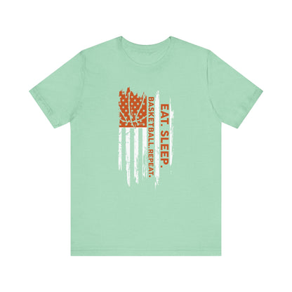 Eat Sleep Basketball Repeat Basketball American Flag T-Shirt