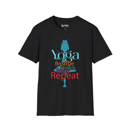 Breathe, Stretch, Relax, Repeat – Minimalist Yoga T-Shirt 🧘‍♀️✨