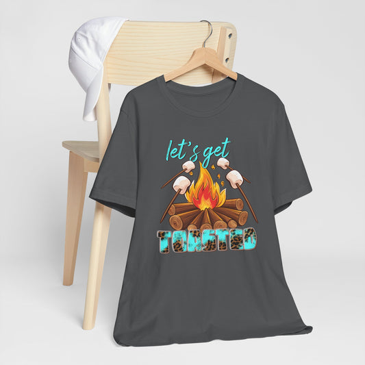 Let’s Get Toasted Campfire T-Shirt – Funny Camping Graphic Tee for Outdoor Lovers