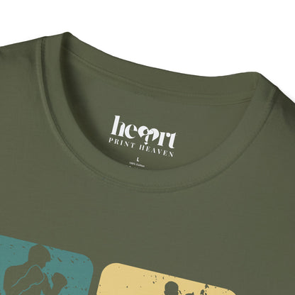 Dynamic Boxing Collage T-Shirt – Unique Graphic Tee for Boxing Enthusiasts 🥊