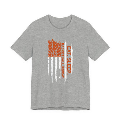 Eat Sleep Basketball Repeat Basketball American Flag T-Shirt