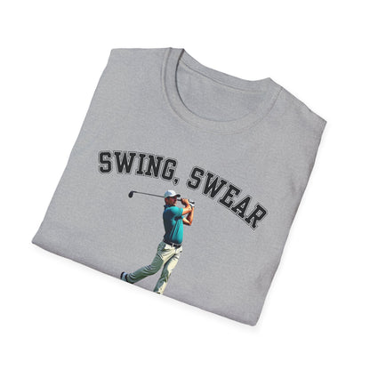 Swing Swear Look For Ball Repeat Golf Tee – Funny Golf Humor Sports T-Shirt