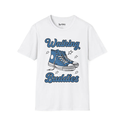 Walking Buddies Blue Shoes T-Shirt 👟🚶‍♀️ | Fun Fitness & Friendship Tee