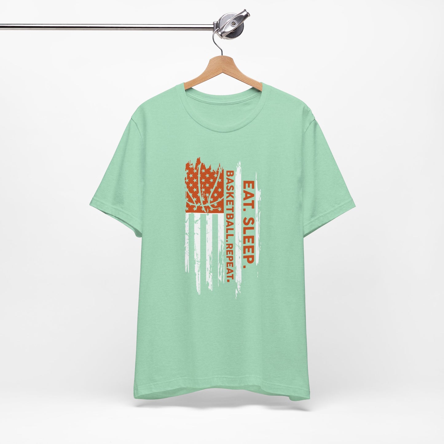 Eat Sleep Basketball Repeat Basketball American Flag T-Shirt