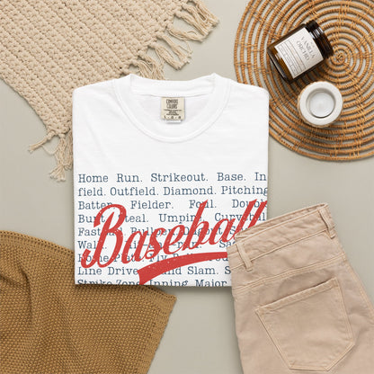 Baseball Terminology T-Shirt ⚾ | Vintage Script Baseball Words Graphic Tee