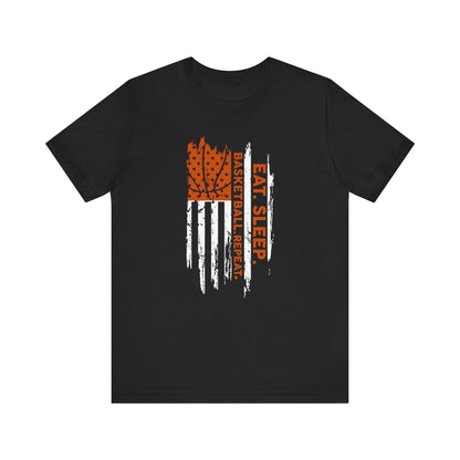 Eat Sleep Basketball Repeat Basketball American Flag T-Shirt