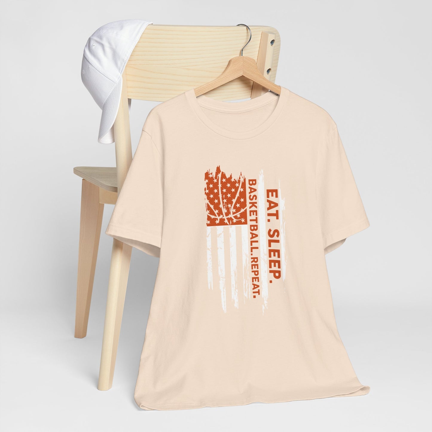 Eat Sleep Basketball Repeat Basketball American Flag T-Shirt