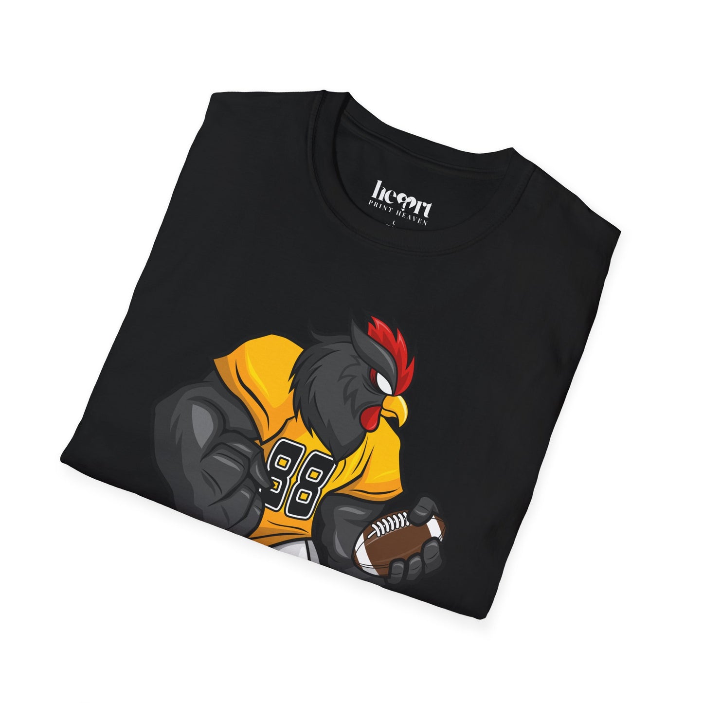 Black Rooster American Football Mascot T-Shirt – Bold Sports Tee for Fans and Teams 🏈