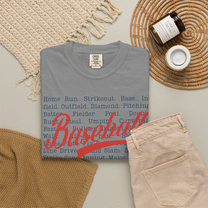 Baseball Terminology T-Shirt ⚾ | Vintage Script Baseball Words Graphic Tee