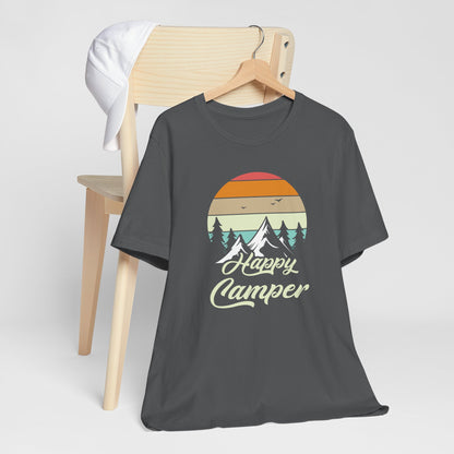 Happy Camper T-Shirt – Minimal Outdoor Camping Tee for Nature Lovers