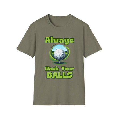 Always Wash Your Balls Golf Tee – Funny Vintage Golf Humor Sports T-Shirt