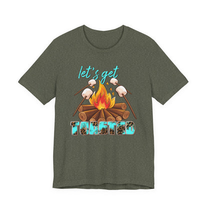 Let’s Get Toasted Campfire T-Shirt – Funny Camping Graphic Tee for Outdoor Lovers