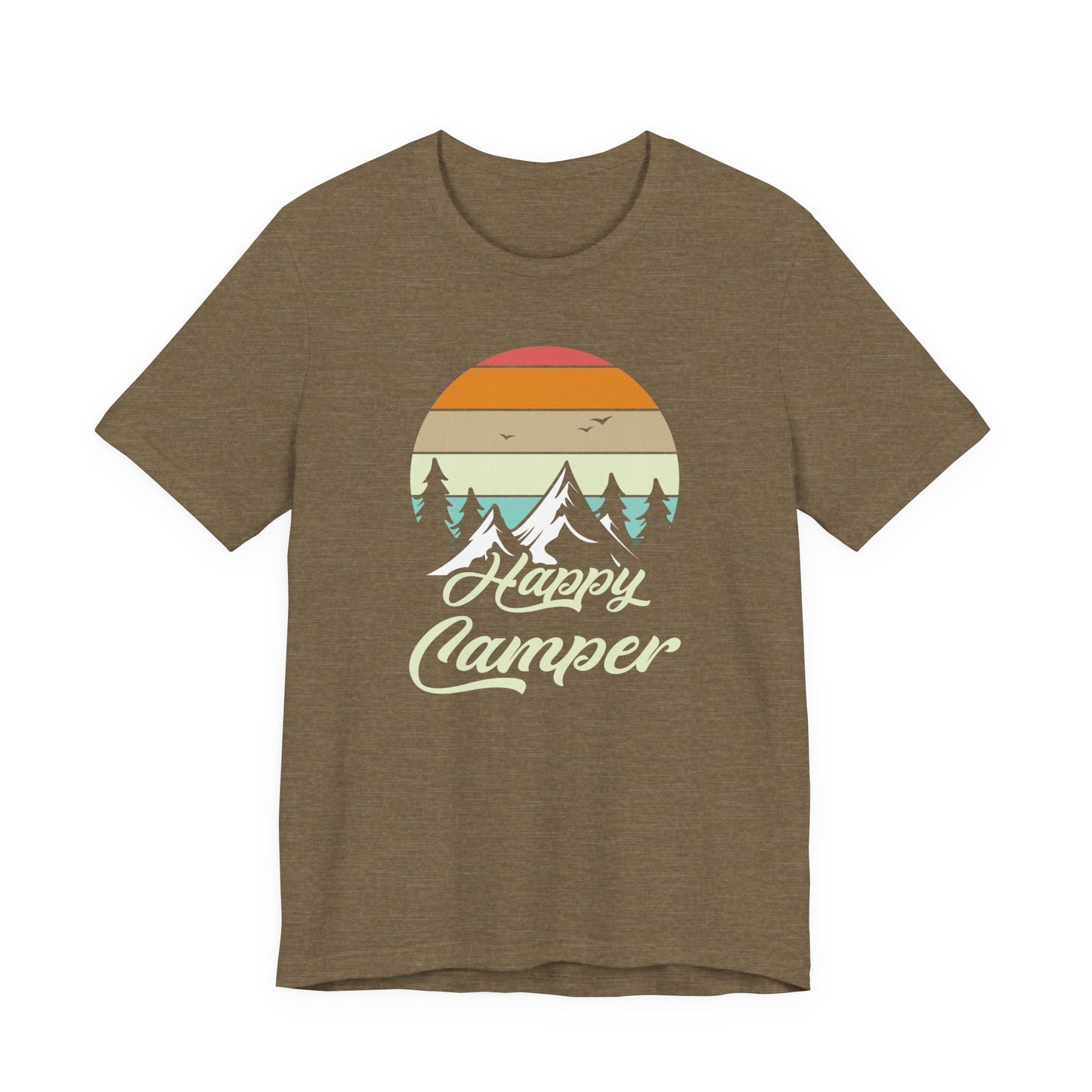Happy Camper T-Shirt – Minimal Outdoor Camping Tee for Nature Lovers