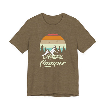 Happy Camper T-Shirt – Minimal Outdoor Camping Tee for Nature Lovers