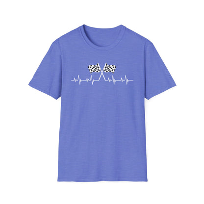 F1 Heartbeat T-Shirt – Formula 1 Racing Fan Shirt with Finish Flags 🏁
