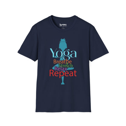 Breathe, Stretch, Relax, Repeat – Minimalist Yoga T-Shirt 🧘‍♀️✨