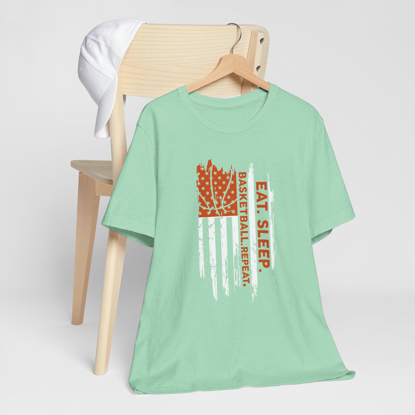 Eat Sleep Basketball Repeat Basketball American Flag T-Shirt