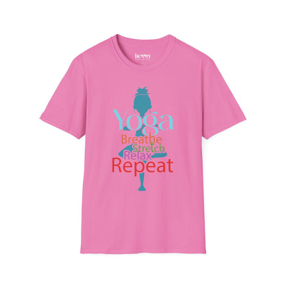 Breathe, Stretch, Relax, Repeat – Minimalist Yoga T-Shirt 🧘‍♀️✨