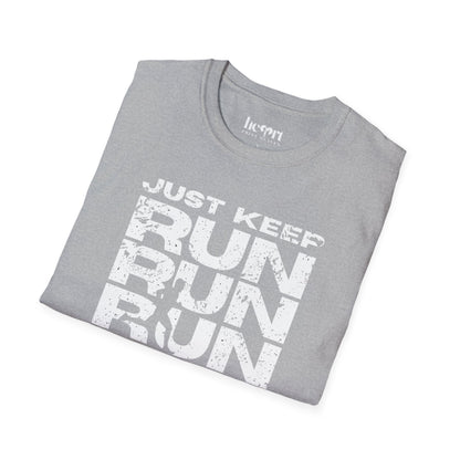 Just Keep Running Men's T-Shirt – Motivational Running Apparel for Active Men