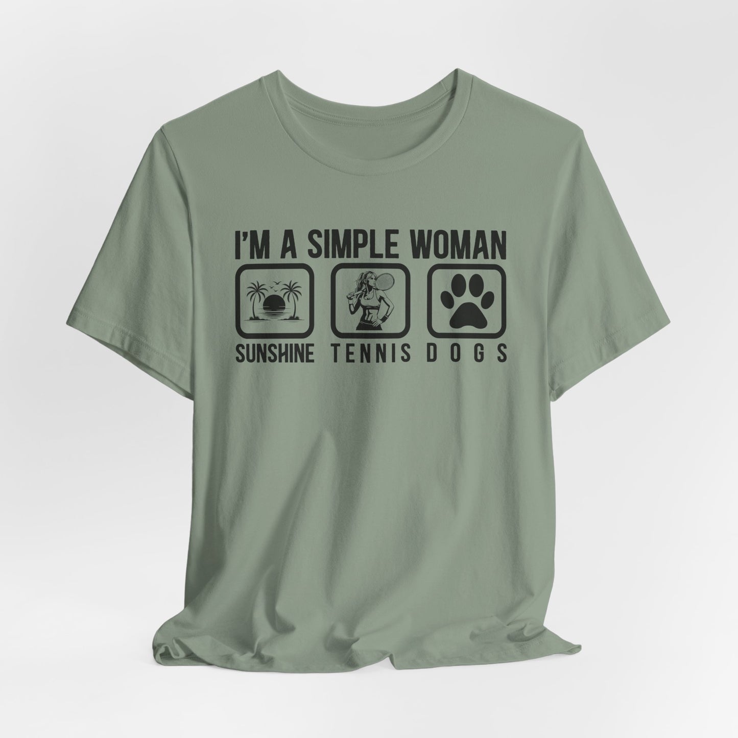 I'm a Simple Woman Sunshine, Tennis, Dogs T-Shirt