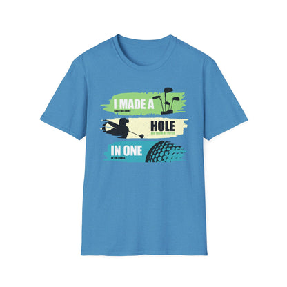 I Made a Bogey on Every Hole Golf Tee – Funny golf humor sports T-shirt in Heather Sapphire