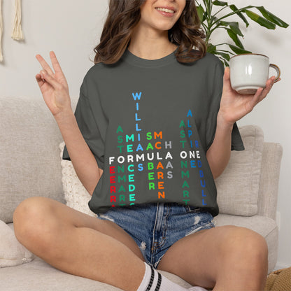 Formula 1 Teams T-Shirt – F1 Grid Word Art Racing Shirt for Motorsport Fans