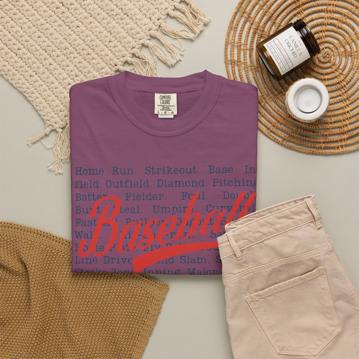 Baseball Terminology T-Shirt ⚾ | Vintage Script Baseball Words Graphic Tee