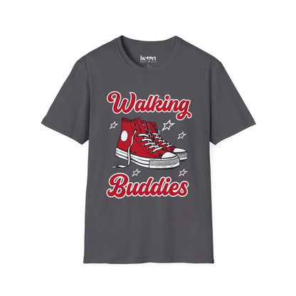 Walking Buddies T-Shirt 👟 | Red Shoes Design for Walking Partners & Friends