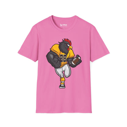 Black Rooster American Football Mascot T-Shirt – Bold Sports Tee for Fans and Teams 🏈