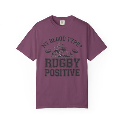 My Blood Type? Rugby Positive Version 2 T-Shirt 🏉 | Funny Rugby Enthusiast Tee