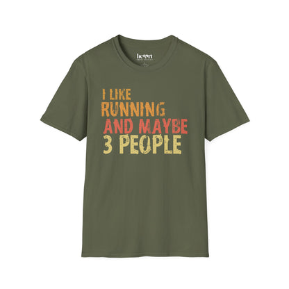 I Like Running And Maybe 3 People – Introvert Runner Tee – Funny Running T-Shirt