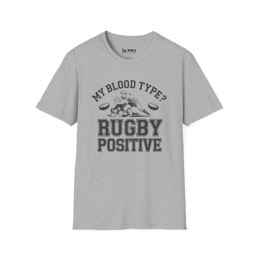 My Blood Type? Rugby Positive Version 2 T-Shirt 🏉 | Funny Rugby Enthusiast Tee