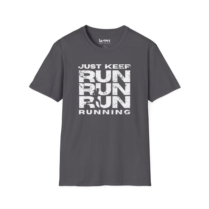 Just Keep Running Men's T-Shirt – Motivational Running Apparel for Active Men