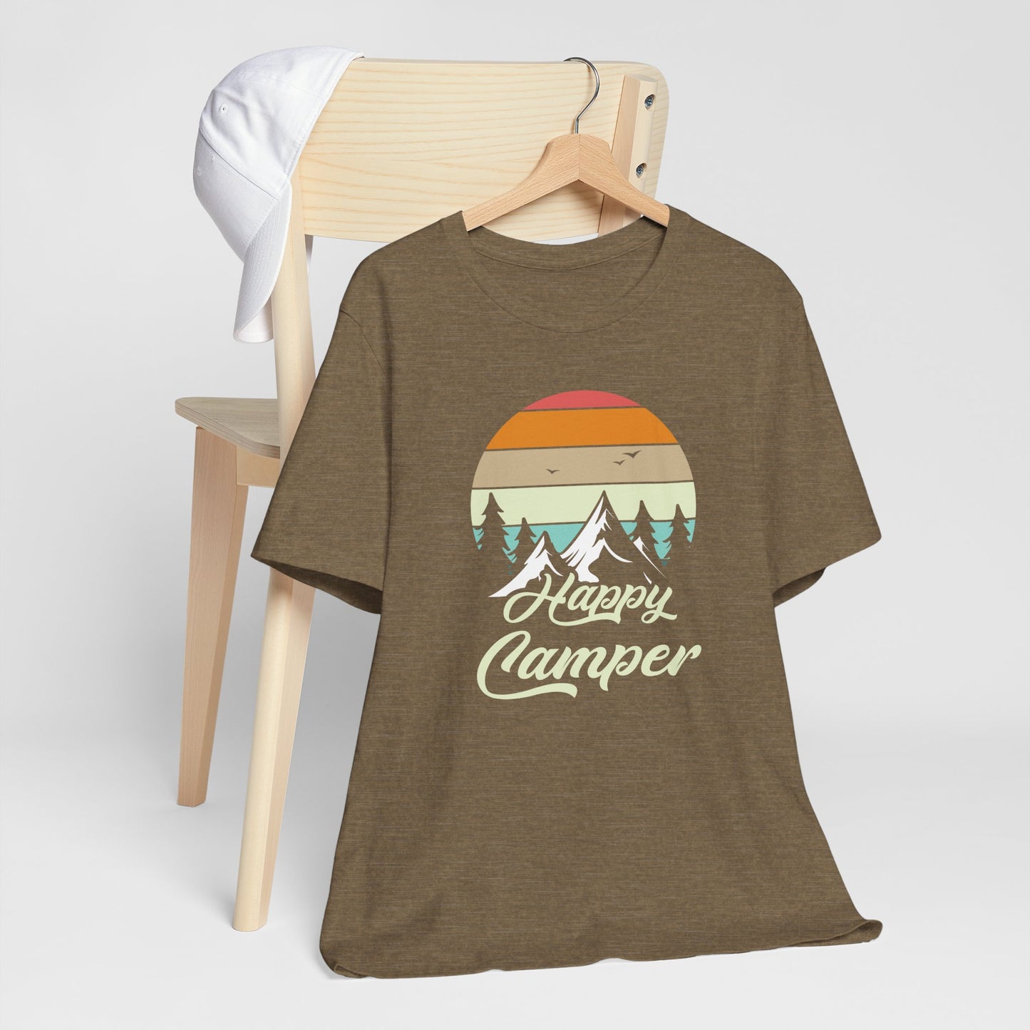 Happy Camper T-Shirt – Minimal Outdoor Camping Tee for Nature Lovers