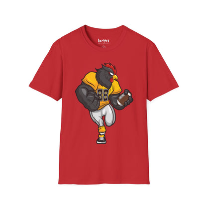 Black Rooster American Football Mascot T-Shirt – Bold Sports Tee for Fans and Teams 🏈