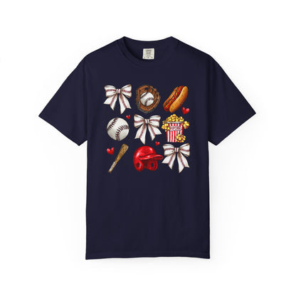 Baseball Bows & Sparkle T-Shirt | Cute Baseball Mom Collage Graphic Tee