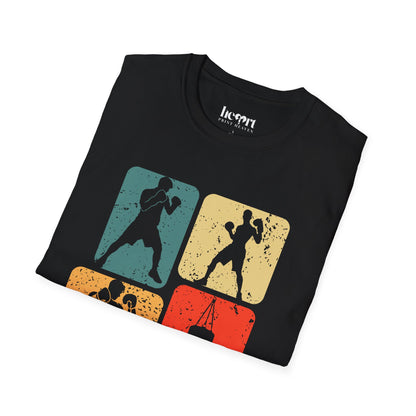 Dynamic Boxing Collage T-Shirt – Unique Graphic Tee for Boxing Enthusiasts 🥊